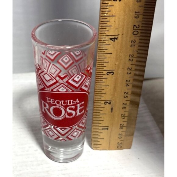 Tequila Rose Shot Glasses With Red Geometric Diamond Pattern Set Of 2 - Picture 6 of 7